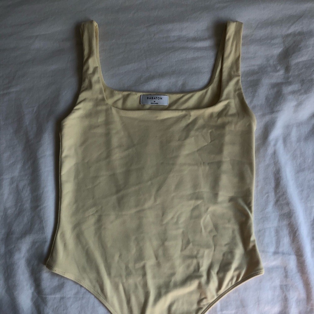 aritzia babaton yellow bodysuit